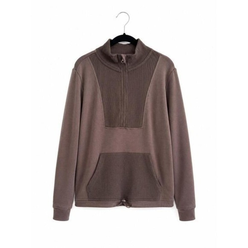 Laundry by Shelli Segal Quarter Zip Ribbed Pullover‎ Brown XL NWT